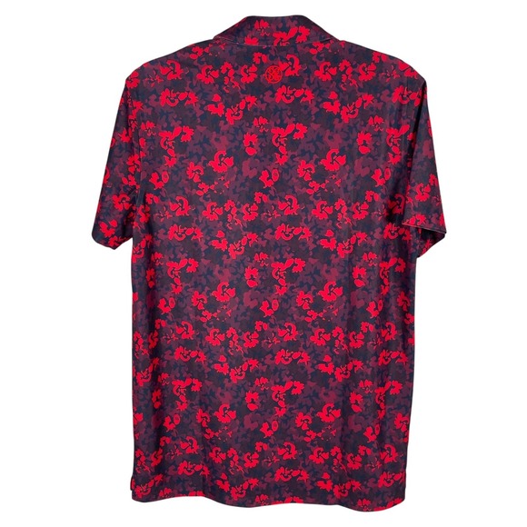 New G/FORE Camo Floral Tech Performance Golf Polo Mens S Poppy Red Stretch‎ $120 - Picture 4 of 6